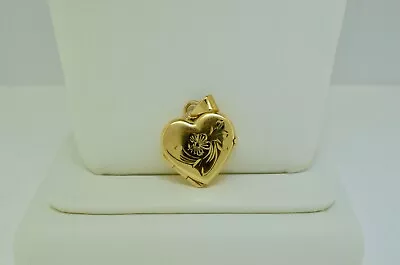 Vintage 14K Yellow Gold Heart Locket Pendant • $199.99