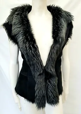 Real Sheepskin Shearling  Lady's Waistcoat Gilet Body-warmer Sz L 12 14 • $105.67