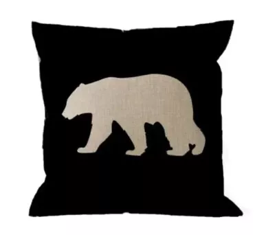 Rustic Hunting Cabin Lodge BLACK BEAR Christmas Throw PILLOW COVER Winter Decor • $13.08