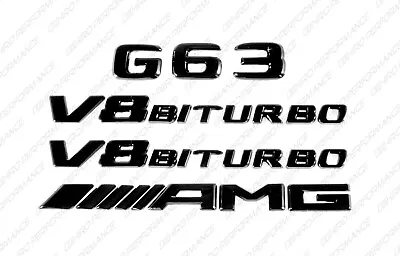 Set Gloss Black Emblem Badge Sticker For Mercedes-Benz G63 V8 Biturbo AMG W463 • $24.99