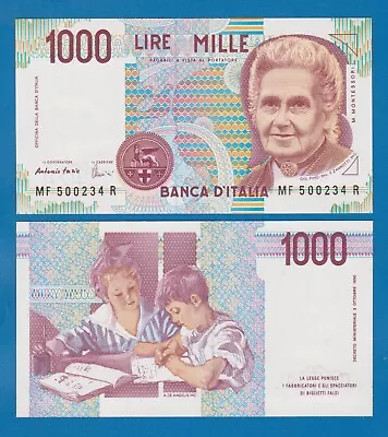 ITALY 1000 Lire P 114c 1990 Perfect UNC ! ( P 114 C ) Maria Montessori • $2.98