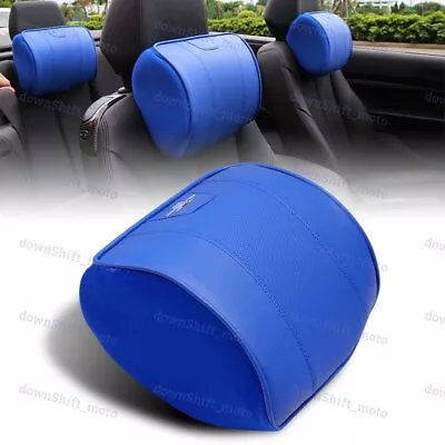 Blue PU Leather Car Seat Memory Foam Neck Rest Cushion Pillow MUGEN POWER X1 • $22.99