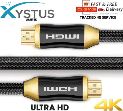 HDMI Cable Premium Braided V2.0 4K Ultra HD TV 2160p ARC 1m 2m 3m 5m 10m 15m 20m • £5.29