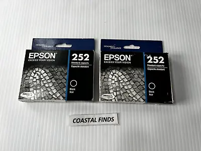 Epson 252 Black Ink Cartridge Lot Of 2 OEM NEW Genuine Sealed 2019+ Date WF-3620 • $12.73