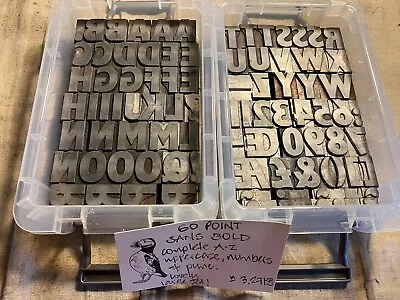 60 Pt Sans Bold Complete A-z Uppercase Numbers & Punc Letterpress Print Type • £78