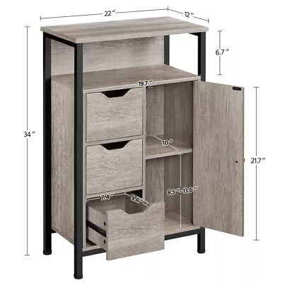 Industrial Style Floor Cabinet Freestanding Storage Cabinet Bathroom Living Room • $69.99