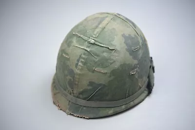 VIETNAM WAR U.S. M1 HELMET W/MITCHELL COVER & BAND • $250