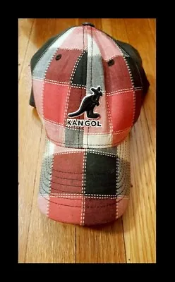 Kangol Baseball Hat Block Check Flex Fit L/XL Unisex Red/Pink/Black/Gray • $14