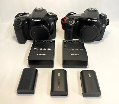Canon Eos 70d Dslr (2) Camera Body (3) Battery & (2) Charger Lot As Is Parts • $324.99