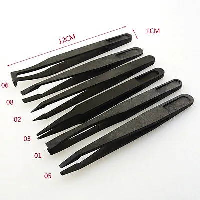 £3.73 • Buy 6X Tweezer Anti-static Plastic Tweezers Repair Tools For Sensitive Components_hg