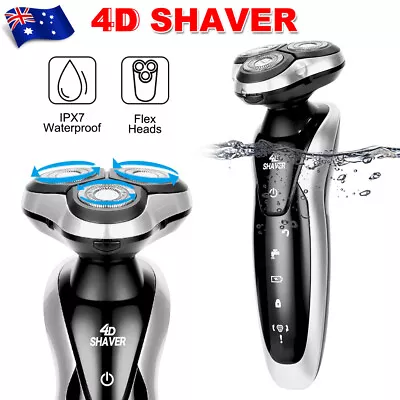 4D 3 Head Electric Shaver Men Beard Trimmer Cordless Kit With Brush Waterproof • $20.45