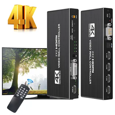 4K 2x2 HDMI DVI Video Wall Controller Processor 1x2 1x3 1x4 Multi Screen Splicer • $39.55