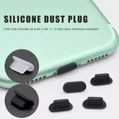 Silicone Stopper Anti Dust Plug For IPhone 12 11 Pro Max X XR Max 8 7 6S Plus • £2.75