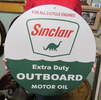 VINTAGE STYLE 1930's SINCLAIR OUTBOARD MOTOR OIL SIGN 23 INCHES EXCELLENT • $125