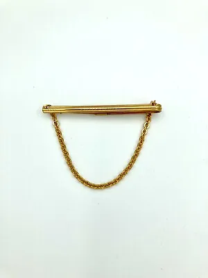 Vintage Art Deco Style Tie Clip With Chain - Gold Tone • $11.99