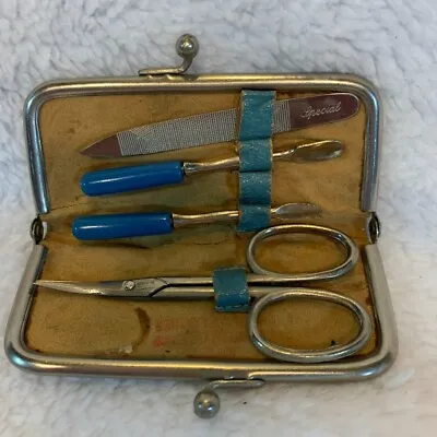Antique Manicure Tool Kit Vintage In Travel Case • $4.99