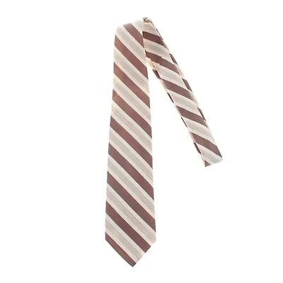 Isaia NWOT Silk/Cotton Blend Seven (7) Fold Tie In Brown/Off White Stripes • $89.99