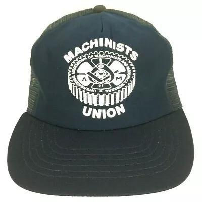 Vtg Machinists Union Hat Logo Mesh Foam Made USA Snap Back Trucker Baseball Cap • $34.99