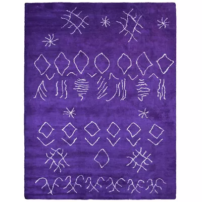 Hand Knotted Loom Silk Mix Area Rug Contemporary Purple White BBH Homes LSM633 • $291.01