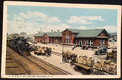 Mitchell South Dakota C M & St. P Train Station Vintage Postcard • $8.95