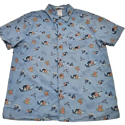 Disney Parks Men's Large Mickey Mouse Tiki Short Sleeve Button Up Hawaiian Shirt • $24.99