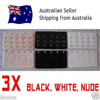 BRA EXTENDER STRAP BLACK NUDE WHITE CLIPS ON EXTENSION 5 HOOK 3 ROW / 1X Clipper • $2.50