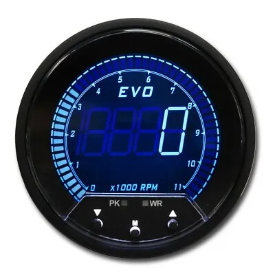 EVO 85mm 3-3/8  Digital Tachometer 11000 RPM 4 Color LCD Peak Recall & Warning • $91.79