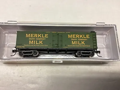 Athearn #24036 N Scale “Merkle” 40' Wood Milk Car Rd #748 • $27.99