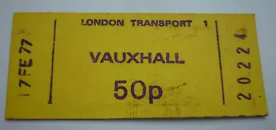 1977 London Underground Vauxhall Station LT Tube Ticket • £2.25