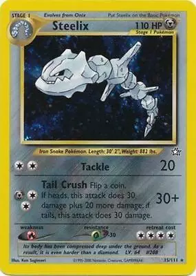 Steelix - 15/111 - Pokemon Neo Genesis Unlimited Holo Rare Card WOTC NM • $29.13