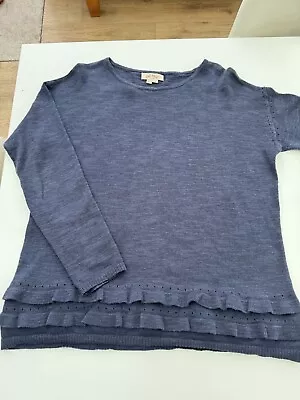 Fat Face Ladies Jumper Cotton Linen Blend Size 8 Navy • £4.99