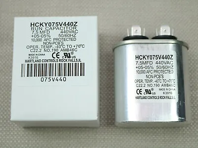 7.5 MFD 440 VAC Motor Run Capacitor Oval Aluminum 50/60 Hz +05-05% Hartland • $9.98