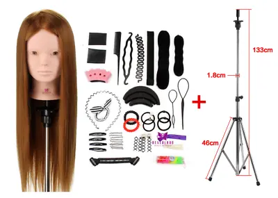 Hair Hairdressing Training Head Mannequin Doll + Braid Set Tools & Tripod Stand • £6.99