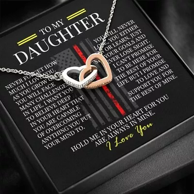 Daughter Gifts To My Daughter Interlocking Hearts Necklace From Firefighter Dad • $17.99