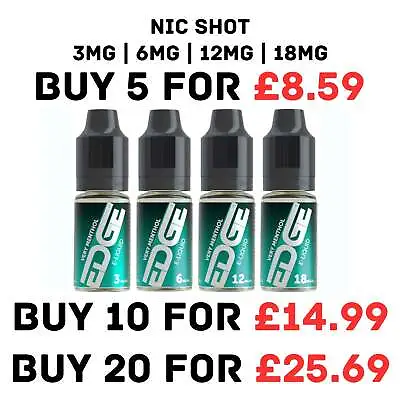 Edge E Liquid 50/50 10ml Vape Juice Very Menthol Flavour & 3 6 12 18 Mg Strength • £2.14