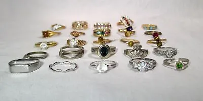 Vintage Unsearched Maybe Some Sterling Silver Costume Jewelry Rings Lot K1779 • $55