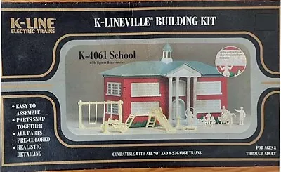 K-Lineville K-4061 School Bldg Kit + Figures & Accessories SNAP TOGETHER NIB • $29.99