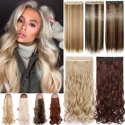 $8.07 • Buy Extra Thick Long One Piece Full Head Clip In Hair Extensions As Human Blonde HYT
