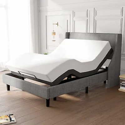 $675.50 • Buy Upholstered Adjustable Bed Base King Queen Size Bed Frame With Wireless Remote