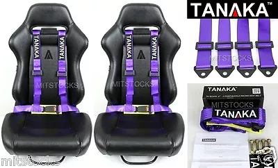 2x Tanaka Universal Purple 4 Point Buckle Racing Seat Belt Harness 2  • $65.99