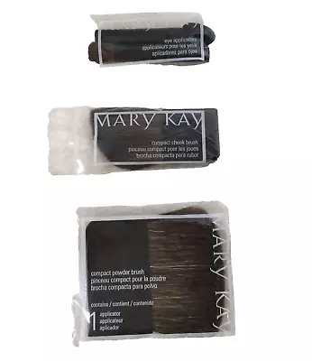 Mary Kay COMPACT BRUSH SET Powder Brush + Cheek Brush + Eye Applicators NEW • $14.95