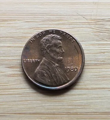 1980 Copper Penny - No Mint - Defect Misprint Die Cut • $500