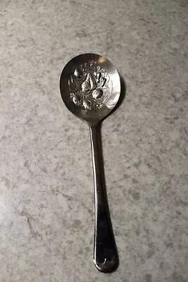 Sheffield England EPNS Round SERVING SPOON Kings Berry Pattern Fruit Motif • $5.99