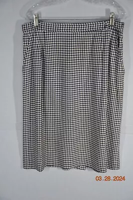 Evan Picone Wool Black And White Small Checkered Skirt With Pockets Size 18w • $24.95