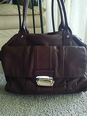 B Makowsky Genuine Leather Satchel  Large Brown Purse Excellent Condition • $49.99