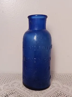 Antique Cobalt Blue Glass Bromo Seltzer Bottle 6 3/8'' Rare Size 1880's • $49.99