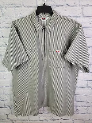 Vintage Ben Davis 1/4 Zip Gray Striped Shirt Men's Size 2XL XXL Made In USA EUC • $59.99