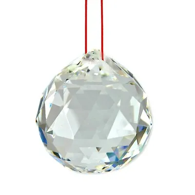 FENG SHUI HANGING CRYSTAL BALL Clear Faceted Sphere Sun Catcher Rainbow Prism • $5.95
