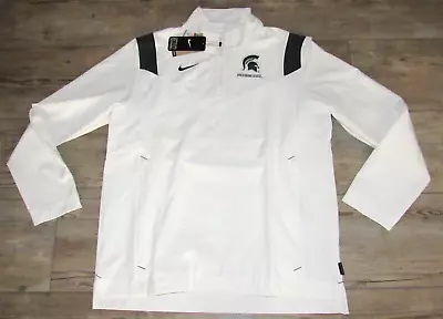 Nike Michigan State Spartans On-Field White Football 1/4 Zip Jacket Men's Medium • $56.94