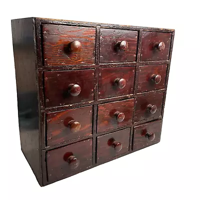 Apothecary Cabinet 12 Drawers Wooden Black Rustic Finish 15.5” X 7” X 14” • $145